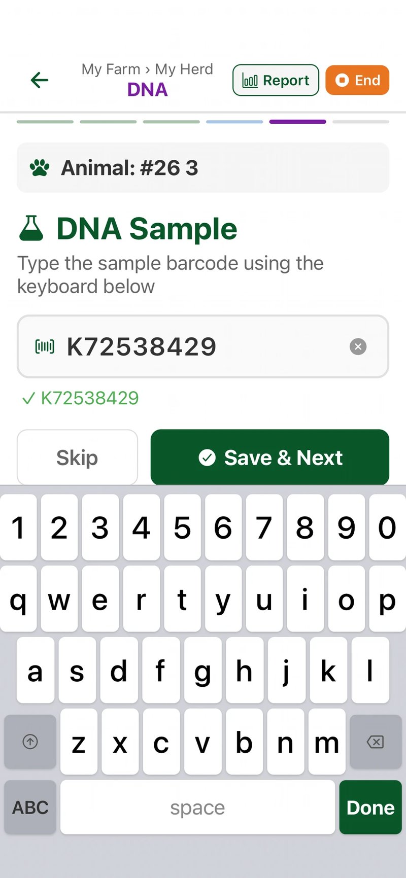 DNA Sampling — Arvo app screenshot